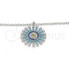 Sterling Silver Pendant Necklace, with Multicolor Micro Pave, Polished, Rhodium Finish, 04.336.0076.16 (02 MM Thickness, 16 Inches Length)