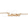 Sterling Silver Pendant Necklace, Love and Heart Design, with White Cubic Zirconia, Polished, Rose Gold Finish, 04.336.0004.1.16 (02 MM Thickness, 16 Inches Length)