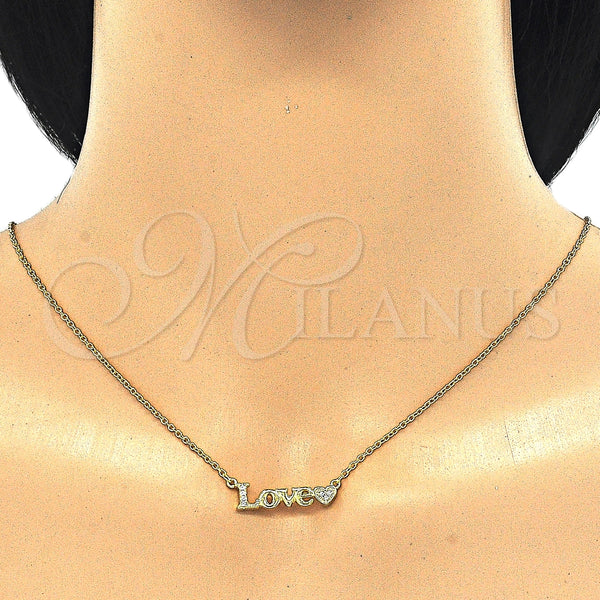 Sterling Silver Necklace — Pendant Necklace Love and Heart Design with White — alternate product view — SKU 125711 | Plata 925 collar — Pendant Necklace Love and corazón diseño with blanco — SKU 125711