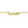 Sterling Silver Pendant Necklace, Love and Heart Design, with White Cubic Zirconia, Polished, Golden Finish, 04.336.0004.2.16 (02 MM Thickness, 16 Inches Length)