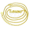 Sterling Silver Pendant Necklace, Love and Heart Design, with White Cubic Zirconia, Polished, Golden Finish, 04.336.0004.2.16 (02 MM Thickness, 16 Inches Length)