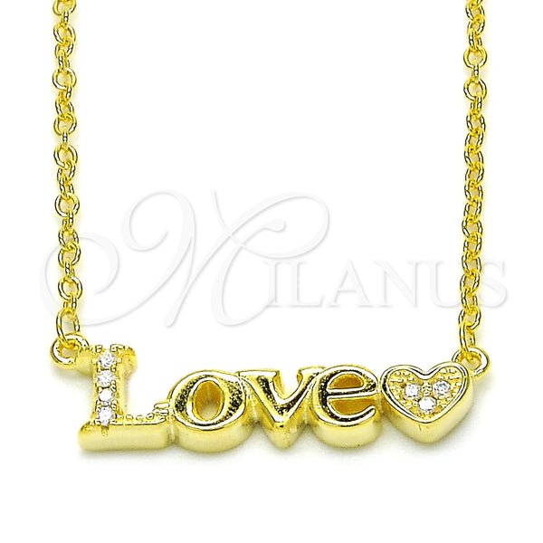 Sterling Silver Necklace — Pendant Necklace Love and Heart Design with White — main product view — SKU 125711 | Plata 925 collar — Pendant Necklace Love and corazón diseño with blanco — SKU 125711