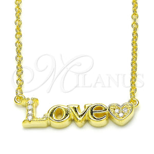 Sterling Silver Necklace — Pendant Necklace Love and Heart Design with White — main product view — SKU 125711 | Plata 925 collar — Pendant Necklace Love and corazón diseño with blanco — SKU 125711