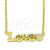 Sterling Silver Pendant Necklace, Love and Heart Design, with White Cubic Zirconia, Polished, Golden Finish, 04.336.0004.2.16 (02 MM Thickness, 16 Inches Length)