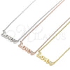 Sterling Silver Pendant Necklace, Love and Heart Design, with White Cubic Zirconia, Polished, Golden Finish, 04.336.0004.2.16 (02 MM Thickness, 16 Inches Length)