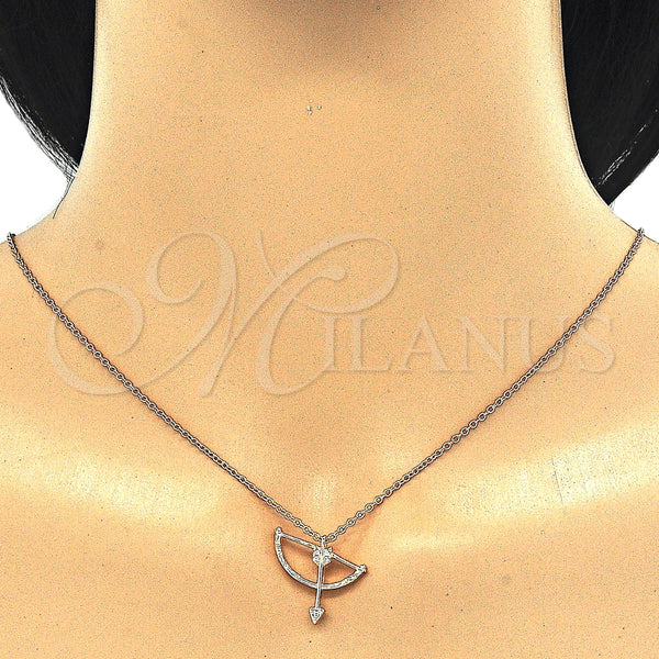 Sterling Silver Necklace — Pendant Necklace with White Cubic Zirconia Polished Rose — alternate product view — SKU 125712 | Plata 925 collar — Pendant Necklace with blanco Cubic Zirconia pulido Rose — SKU 125712