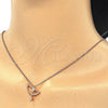 Sterling Silver Pendant Necklace, with White Cubic Zirconia, Polished, Rose Gold Finish, 04.336.0059.1.16 (02 MM Thickness, 16 Inches Length)