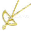 Sterling Silver Pendant Necklace, with White Cubic Zirconia, Polished, Golden Finish, 04.336.0059.2.16 (02 MM Thickness, 16 Inches Length)