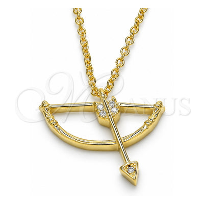 Sterling Silver Pendant Necklace, with White Cubic Zirconia, Polished, Golden Finish, 04.336.0059.2.16 (02 MM Thickness, 16 Inches Length)