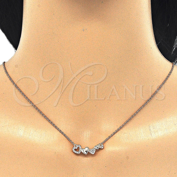 Sterling Silver Necklace — Pendant Necklace Heart Design with White Cubic Zirconia — alternate product view — SKU 125714 | Plata 925 collar — Pendant Necklace corazón diseño with blanco Cubic Zirconia — SKU 125714