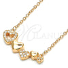 Sterling Silver Pendant Necklace, Heart Design, with White Cubic Zirconia, Polished, Rose Gold Finish, 04.336.0053.1.16 (02 MM Thickness, 16 Inches Length)