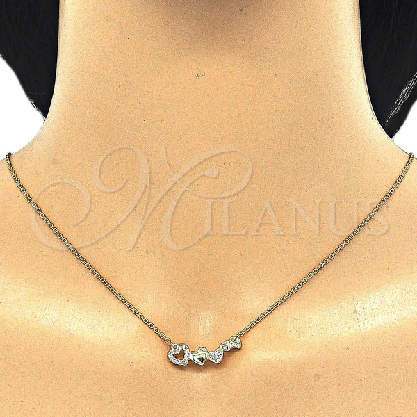 Sterling Silver Necklace — Pendant Necklace Heart Design with White Cubic Zirconia — alternate product view — SKU 125715 | Plata 925 collar — Pendant Necklace corazón diseño with blanco Cubic Zirconia — SKU 125715
