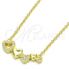 Sterling Silver Pendant Necklace, Heart Design, with White Cubic Zirconia, Polished, Golden Finish, 04.336.0053.2.16 (02 MM Thickness, 16 Inches Length)