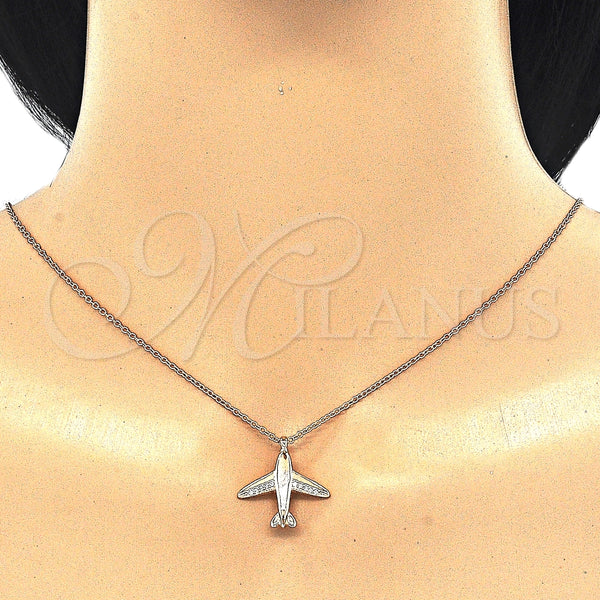Sterling Silver Necklace — Pendant Necklace with White Micro Pave Polished Rose — alternate product view — SKU 125716 | Plata 925 collar — Pendant Necklace with blanco Micro Pave pulido Rose — SKU 125716