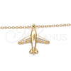 Sterling Silver Pendant Necklace, with White Micro Pave, Polished, Rose Gold Finish, 04.336.0037.1.16 (01 MM Thickness, 16 Inches Length)