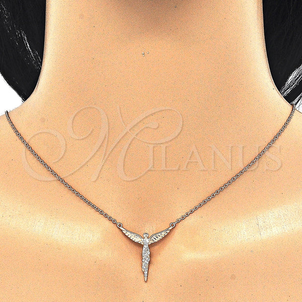 Sterling Silver Necklace — Pendant Necklace Angel Design with White Micro Pave — alternate product view — SKU 125718 | Plata 925 collar — Pendant Necklace Angel diseño with blanco Micro Pave — SKU 125718