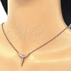Sterling Silver Pendant Necklace, Angel Design, with White Micro Pave, Polished, Rose Gold Finish, 04.336.0009.1.16 (01 MM Thickness, 16 Inches Length)