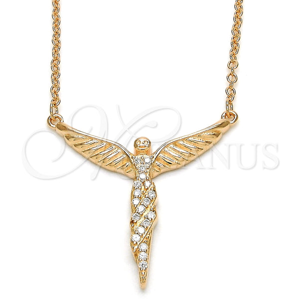 Sterling Silver Necklace — Pendant Necklace Angel Design with White Micro Pave — main product view — SKU 125718 | Plata 925 collar — Pendant Necklace Angel diseño with blanco Micro Pave — SKU 125718