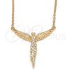 Sterling Silver Pendant Necklace, Angel Design, with White Micro Pave, Polished, Rose Gold Finish, 04.336.0009.1.16 (01 MM Thickness, 16 Inches Length)