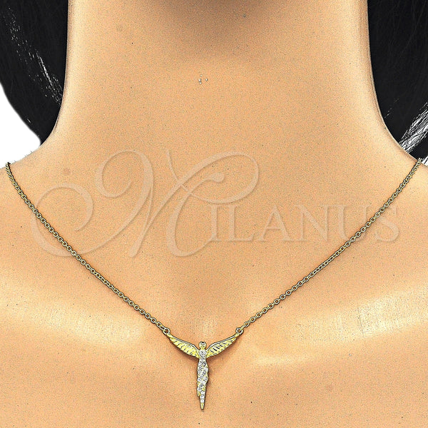 Sterling Silver Necklace — Pendant Necklace Angel Design with White Micro Pave — alternate product view — SKU 125719 | Plata 925 collar — Pendant Necklace Angel diseño with blanco Micro Pave — SKU 125719