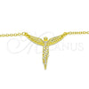 Sterling Silver Pendant Necklace, Angel Design, with White Micro Pave, Polished, Golden Finish, 04.336.0009.2.16 (01 MM Thickness, 16 Inches Length)
