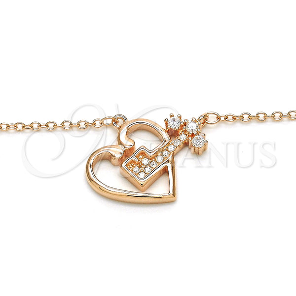 Sterling Silver Necklace — Pendant Necklace Heart and key Design with White — main product view — SKU 125720 | Plata 925 collar — Pendant Necklace corazón and key diseño with blanco — SKU 125720