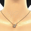 Sterling Silver Pendant Necklace, with White Cubic Zirconia and White Crystal, Polished, Golden Finish, 04.336.0063.2.16 (02 MM Thickness, 16 Inches Length)