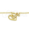 Sterling Silver Pendant Necklace, with White Cubic Zirconia and White Crystal, Polished, Golden Finish, 04.336.0063.2.16 (02 MM Thickness, 16 Inches Length)
