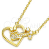 Sterling Silver Pendant Necklace, with White Cubic Zirconia and White Crystal, Polished, Golden Finish, 04.336.0063.2.16 (02 MM Thickness, 16 Inches Length)
