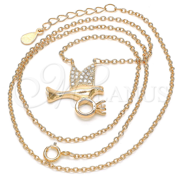 Sterling Silver Necklace — Pendant Necklace Bird Design with White Cubic Zirconia — alternate product view — SKU 125722 | Plata 925 collar — Pendant Necklace Bird diseño with blanco Cubic Zirconia — SKU 125722