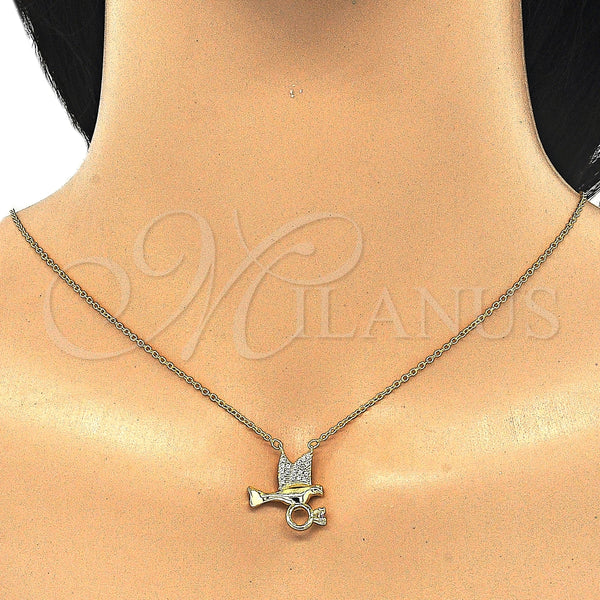 Sterling Silver Necklace — Pendant Necklace Bird Design with White Cubic Zirconia — alternate product view — SKU 125723 | Plata 925 collar — Pendant Necklace Bird diseño with blanco Cubic Zirconia — SKU 125723