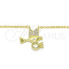 Sterling Silver Pendant Necklace, Bird Design, with White Cubic Zirconia, Polished, Golden Finish, 04.336.0028.2.16 (02 MM Thickness, 16 Inches Length)