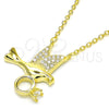 Sterling Silver Pendant Necklace, Bird Design, with White Cubic Zirconia, Polished, Golden Finish, 04.336.0028.2.16 (02 MM Thickness, 16 Inches Length)