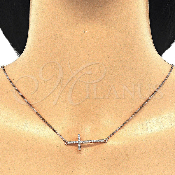 Sterling Silver Necklace — Pendant Necklace Cross Design with White Cubic Zirconia — alternate product view — SKU 125724 | Plata 925 collar — Pendant Necklace cruz diseño with blanco Cubic Zirconia — SKU 125724