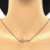 Sterling Silver Pendant Necklace, Cross Design, with White Cubic Zirconia, Polished, Rose Gold Finish, 04.336.0054.1.16 (01 MM Thickness, 16 Inches Length)