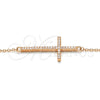 Sterling Silver Pendant Necklace, Cross Design, with White Cubic Zirconia, Polished, Rose Gold Finish, 04.336.0054.1.16 (01 MM Thickness, 16 Inches Length)