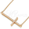 Sterling Silver Pendant Necklace, Cross Design, with White Cubic Zirconia, Polished, Rose Gold Finish, 04.336.0054.1.16 (01 MM Thickness, 16 Inches Length)