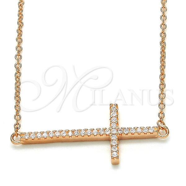 Sterling Silver Necklace — Pendant Necklace Cross Design with White Cubic Zirconia — main product view — SKU 125724 | Plata 925 collar — Pendant Necklace cruz diseño with blanco Cubic Zirconia — SKU 125724