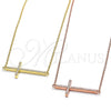 Sterling Silver Pendant Necklace, Cross Design, with White Cubic Zirconia, Polished, Rose Gold Finish, 04.336.0054.1.16 (01 MM Thickness, 16 Inches Length)