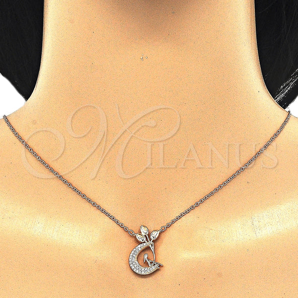 Sterling Silver Necklace — Pendant Necklace Moon Design with White Cubic Zirconia — alternate product view — SKU 125726 | Plata 925 collar — Pendant Necklace Moon diseño with blanco Cubic Zirconia — SKU 125726