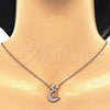 Sterling Silver Pendant Necklace, Moon Design, with White Cubic Zirconia, Polished, Rose Gold Finish, 04.336.0019.1.16 (02 MM Thickness, 16 Inches Length)
