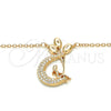 Sterling Silver Pendant Necklace, Moon Design, with White Cubic Zirconia, Polished, Rose Gold Finish, 04.336.0019.1.16 (02 MM Thickness, 16 Inches Length)