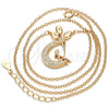 Sterling Silver Pendant Necklace, Moon Design, with White Cubic Zirconia, Polished, Rose Gold Finish, 04.336.0019.1.16 (02 MM Thickness, 16 Inches Length)