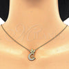 Sterling Silver Pendant Necklace, Moon Design, with White Cubic Zirconia, Polished, Golden Finish, 04.336.0019.2.16 (02 MM Thickness, 16 Inches Length)