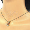 Sterling Silver Pendant Necklace, Moon Design, with White Cubic Zirconia, Polished, Golden Finish, 04.336.0019.2.16 (02 MM Thickness, 16 Inches Length)