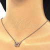 Sterling Silver Pendant Necklace, Butterfly Design, with White Cubic Zirconia, Polished, Rose Gold Finish, 04.336.0046.1.16 (01 MM Thickness, 16 Inches Length)