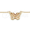 Sterling Silver Pendant Necklace, Butterfly Design, with White Cubic Zirconia, Polished, Rose Gold Finish, 04.336.0046.1.16 (01 MM Thickness, 16 Inches Length)