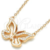 Sterling Silver Pendant Necklace, Butterfly Design, with White Cubic Zirconia, Polished, Rose Gold Finish, 04.336.0046.1.16 (01 MM Thickness, 16 Inches Length)