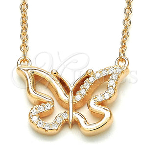 Sterling Silver Necklace — Pendant Necklace Butterfly Design with White Cubic Zirconia — main product view — SKU 125728 | Plata 925 collar — Pendant Necklace Butterfly diseño with blanco Cubic Zirconia — SKU 125728