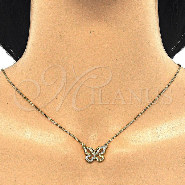 Sterling Silver Necklace — Pendant Necklace Butterfly Design with White Cubic Zirconia — alternate product view — SKU 125729 | Plata 925 collar — Pendant Necklace Butterfly diseño with blanco Cubic Zirconia — SKU 125729